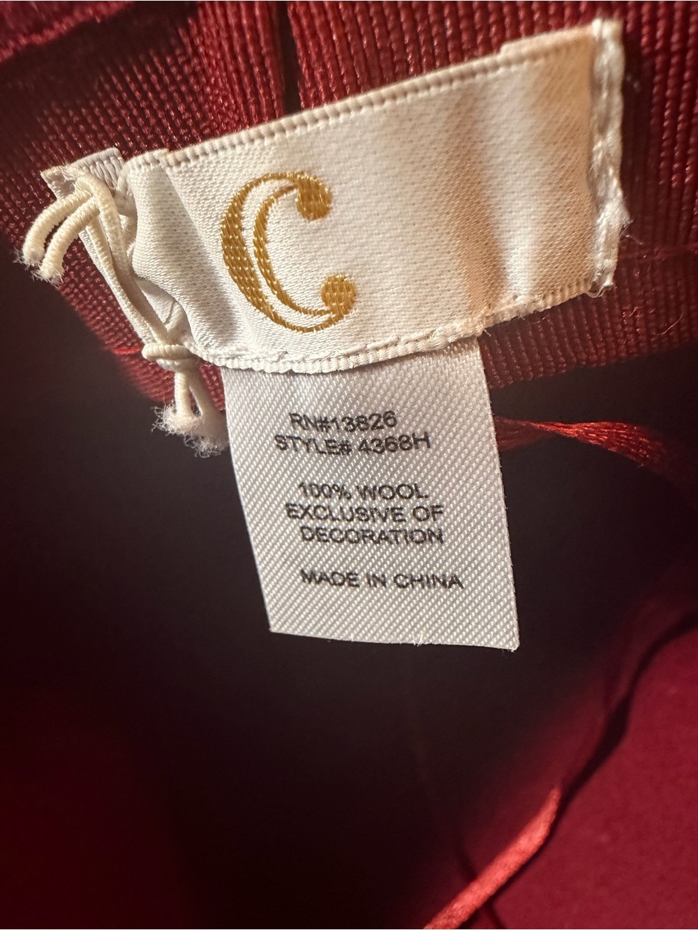 Classic Women’s Wide Brim 100% Wool Floppy Hat by C in Wine - Picture 9 of 10